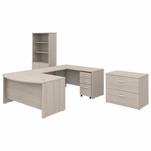 Bush Business Furniture Studio C 60W x 36D U Shaped Desk with Bookcase and File Cabinets (STC002SOSU)