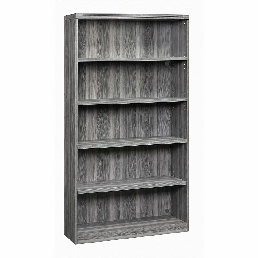 Safco Aberdeen Series 5-Shelf, Bookcase 68.8" Height x 36" Width x 12" Depth Bookcase, 63.9" Height x 34.6" Width x 11.4" Depth Interior Cabinet - 5 Shelve(s) - Material: Laminate, Medium Density Fiberboard (MDF) - Finish: Gray Steel - 1 Each (AB5S36LGS)