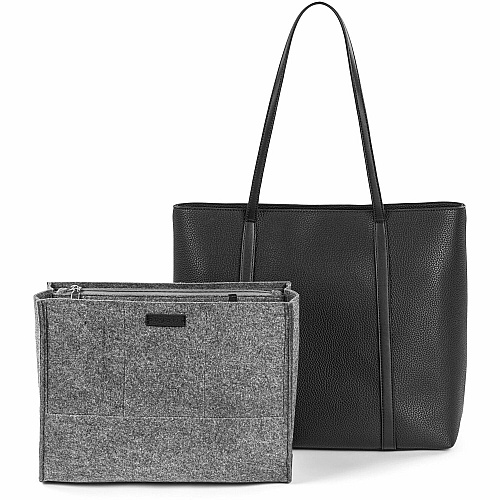 bugatti Pure Carrying Case (Tote) for 14" - Black Damage Resistant, Scratch Resistant, Scuff Resistant - Vegan Leather Body - Felt Interior Material - Shoulder Strap, Handle, Trolley Strap - 13.3" Height x 15" Width x 6.3" Depth - Female - 1 (LBG5054BUBK)