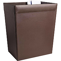 Dacasso Leather Waste Basket 8 gal Capacity - Leatherette, Top Grain Leather - Chocolate Brown - 1 Each (A3432)