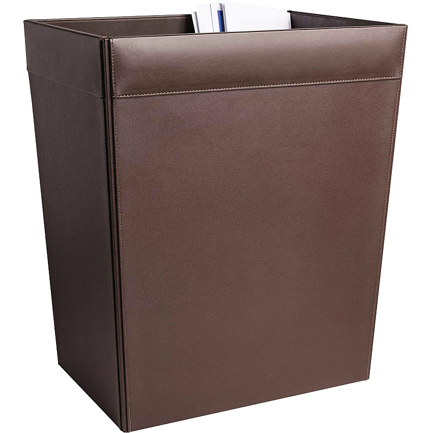 Dacasso Leather Waste Basket 8 gal Capacity - Leatherette, Top Grain Leather - Chocolate Brown - 1 Each (A3432)