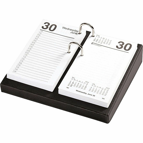 Dacasso Classic Calendar Holder Support 3.50" x 6" Media - Leather - Black, Silver - 1 Each (A1041)