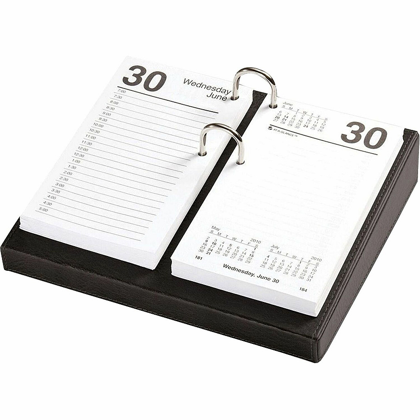 Dacasso Classic Calendar Holder Support 3.50" x 6" Media - Leather - Black, Silver - 1 Each (A1041)