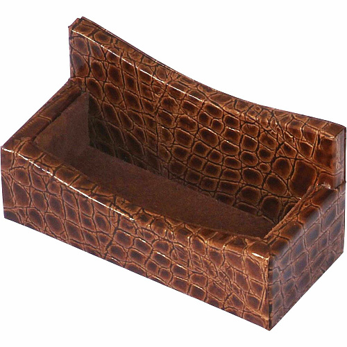 Protacini Cognac Brown Italian Patent Leather Business Card Holder Italian Leather, Suede - Cognac Brown - 1 Each (A6107)