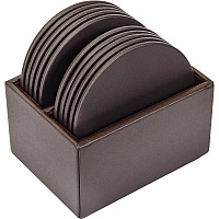 Dacasso Leather Round Coaster Set Round - Chocolate Brown - Top Grain Leather - 1Each - 1 Each (A3435)