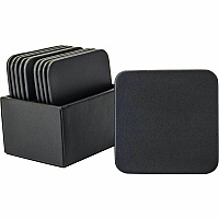Dacasso Leather Square Coaster Set Square - Black - Top Grain Leather - 1Each - 1 Each (A1043)