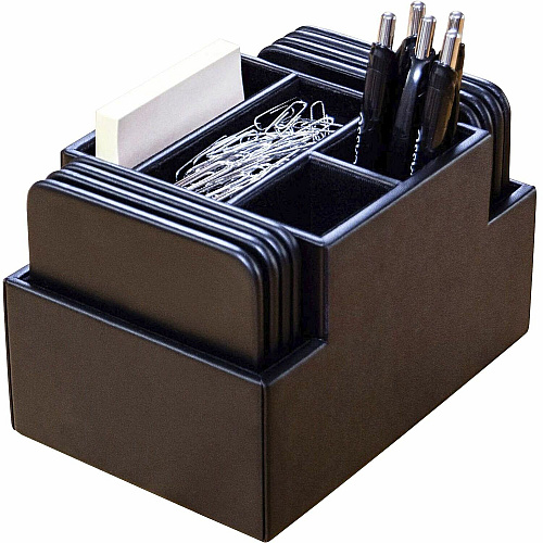 Dacasso Leatherette Square Coaster Set Square - Black - Top Grain Leather - 1Each - 1 Each (A1359)