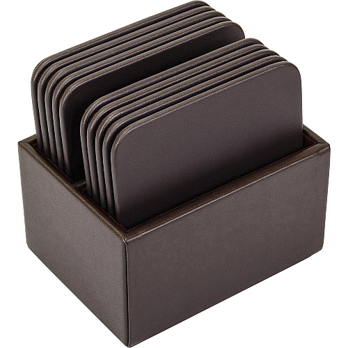 Dacasso Leatherette Square Coaster Set Square - Chocolate Brown - Leatherette - 1Each - 1 Each (A3343)