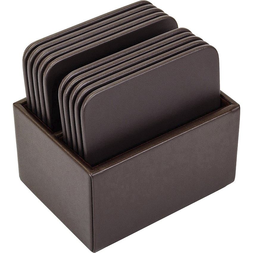 Dacasso Leatherette Square Coaster Set Square - Chocolate Brown - Leatherette - 1Each - 1 Each (A3343)