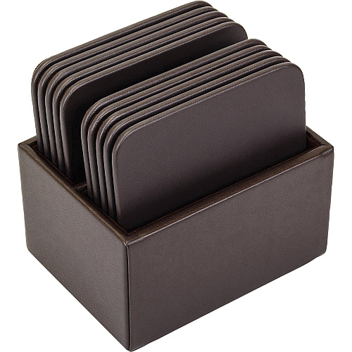 Dacasso Leather Square Coaster Set Square - Chocolate Brown - Top Grain Leather - 1Each - 1 Each (A3443)