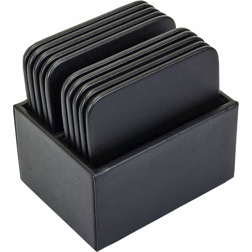 Dacasso Leatherette Square Coaster Set Square - Black - Leatherette - 1Each - 1 Each (A1343)
