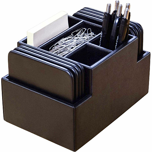 Dacasso Leather Square Coaster Set Square - Black - Top Grain Leather - 1Each - 1 Each (A1059)