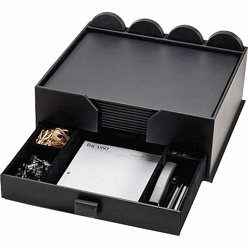 Dacasso Leatherette Combination Conference Room Set Rectangular - 17" Width - Leatherette, Velveteen - Black - 1 Each (D1060)