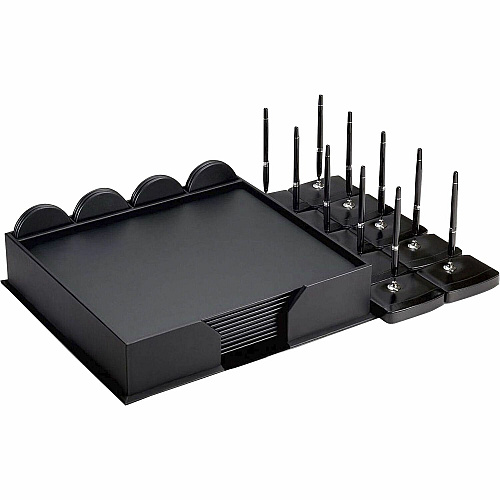 Dacasso Leatherette Deluxe Conference Room Set Rectangular - 17" Width - Leatherette, Velveteen - Black - 1 Each (D1061)