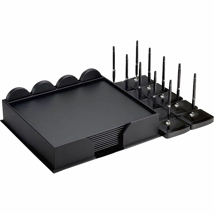 Dacasso Leatherette Deluxe Conference Room Set Rectangular - 17" Width - Leatherette, Velveteen - Black - 1 Each (D1061)
