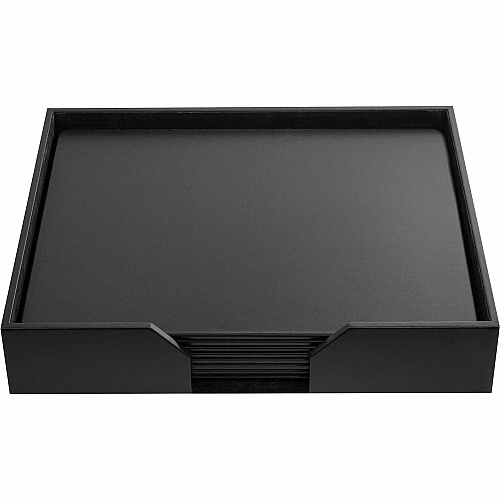 Dacasso Leather Conference Room Set Rectangular - 20" Width - Top Grain Leather, Velveteen - Black - 1 Each (D1076)