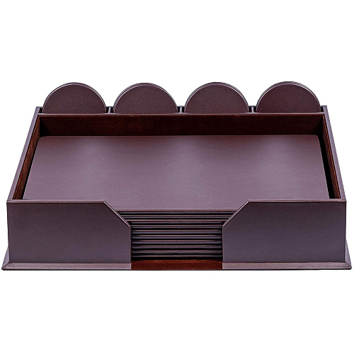 Dacasso Leatherette Conference Room Set Rectangular - 17" Width - Leatherette, Velveteen - Chocolate Brown - 1 Each (D3451)