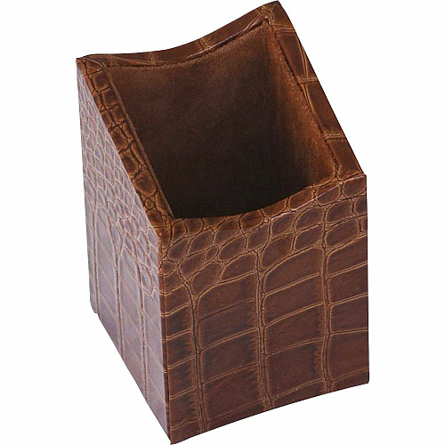 Protacini Cognac Brown Italian Patent Leather Pencil Cup Italian Leather, Suede - Cognac Brown - 1 Each (A6110)