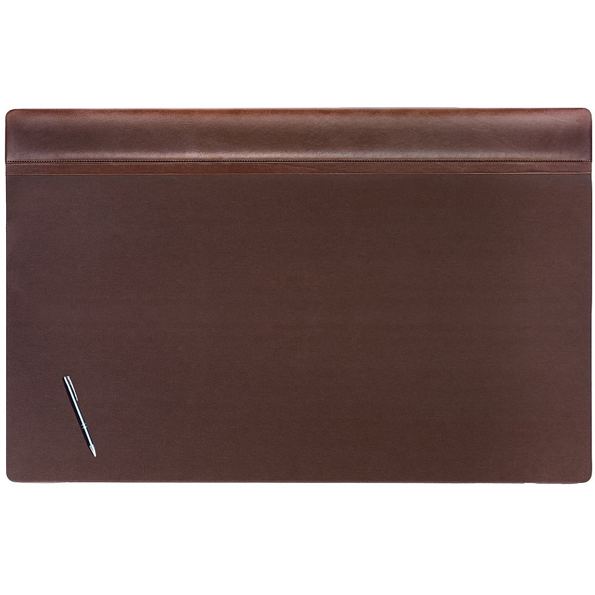 Dacasso Leather Top-Rail Desk Pad Rectangular - 38" Width - Top Grain Leather, Leatherette - Chocolate Brown - 1 Each (P3451)