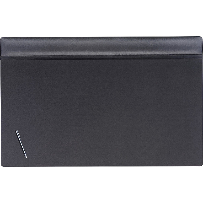 Dacasso Leather Top-Rail Desk Pad Rectangular - 38" Width - Top Grain Leather, Leatherette, Velveteen - Black - 1 Each (P1051)