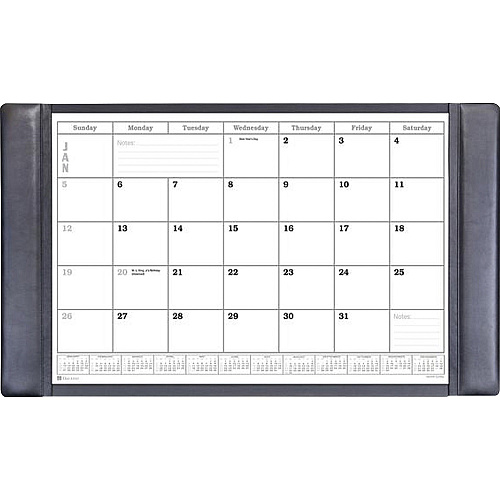 Dacasso Leather Calendar Desk Pad Rectangular - 34" Width - 12 Sheets - Top Grain Leather, Velveteen - Black - 1 Each (P1050)