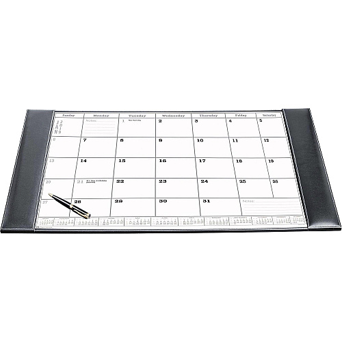 Dacasso Rustic Leather Calendar Desk Pad Rectangular - 12 Sheets - Top Grain Leather, Velveteen - Rustic Black - 1 Each (P1250)