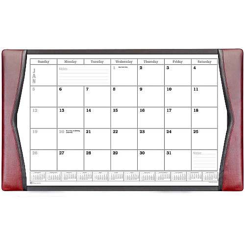Dacasso Leather Calendar Desk Pad Rectangular - 12 Sheets - Top Grain Leather, Velveteen - Burgundy - 1 Each (P7050)