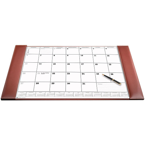 Dacasso Rustic Leather Calendar Desk Pad Rectangular - 12 Sheets - Top Grain Leather, Velveteen - Rustic Brown - 1 Each (P3250)