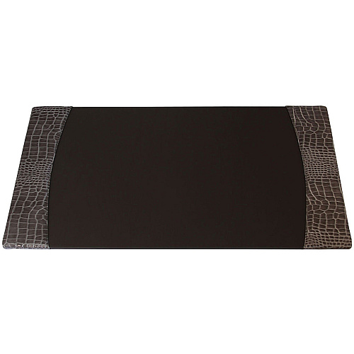 Protacini Castlerock Gray Italian Patent Leather 34" x 20" Side-Rail Desk Pad Rectangular - 34" Width - Italian Leather, Velveteen - Castlerock Gray - 1 Each (P6201)
