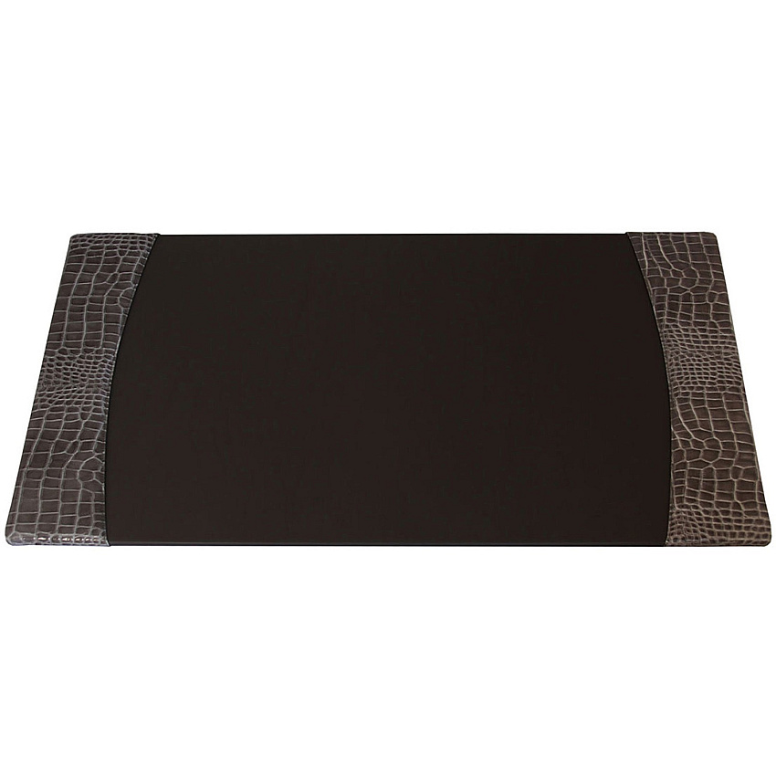Protacini Castlerock Gray Italian Patent Leather 34" x 20" Side-Rail Desk Pad Rectangular - 34" Width - Italian Leather, Velveteen - Castlerock Gray - 1 Each (P6201)