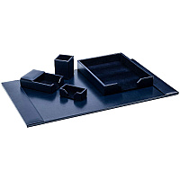 Dacasso Bonded Leather Desk Set Leather, Velveteen - Navy Blue - 1 Each (D5002)
