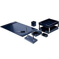 Dacasso Bonded Leather Desk Set Leather, Velveteen - Navy Blue - 1 Each (D5009)