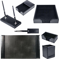 Dacasso Bonded Leather Desk Set Leather, Velveteen - Black - 1 Each (D1408)