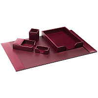 Dacasso Bonded Leather Desk Set Leather, Velveteen - Burgundy - 1 Each (D5202)
