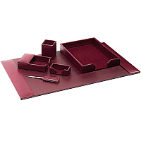 Dacasso Bonded Leather Desk Set Leather, Velveteen - Burgundy - 1 Each (D5201)