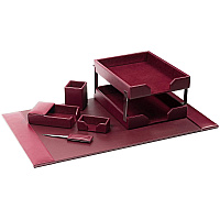 Dacasso Bonded Leather Desk Set Leather, Velveteen - Burgundy - 1 Each (D5203)