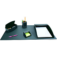Dacasso 5-piece Home/Office Leather Desk Accessory Set Velveteen, PU Leather - Forest Green - 1 Each (K7802)