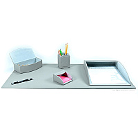 Dacasso 5-piece Home/Office Leather Desk Accessory Set Velveteen, PU Leather - Taupe - 1 Each (K7602)