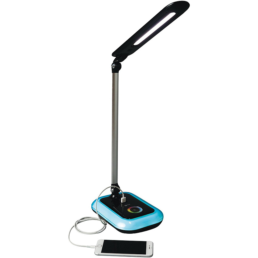 OttLite Wellness Desk Lamp 8 W LED Bulb - Touch-activated, Adjustable Arm, USB Charging, Adjustable Brightness, Adjustable Shade - 450 lm Lumens - Desk Mountable - Black, Black - for Tablet, Phone (F1BY9G59SHPR)