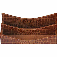 Protacini Cognac Brown Italian Patent Leather Letter Holder Italian Leather, Velveteen, Suede - Cognac Brown - 1 Each (A6108)