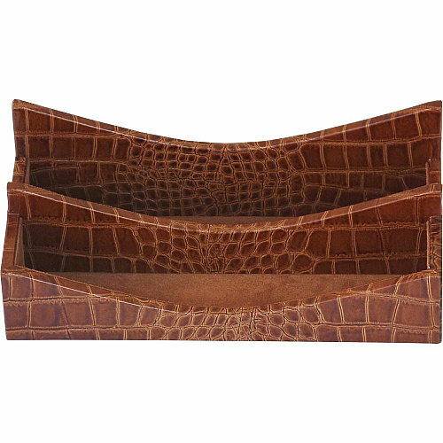 Protacini Cognac Brown Italian Patent Leather Letter Holder Italian Leather, Velveteen, Suede - Cognac Brown - 1 Each (A6108)
