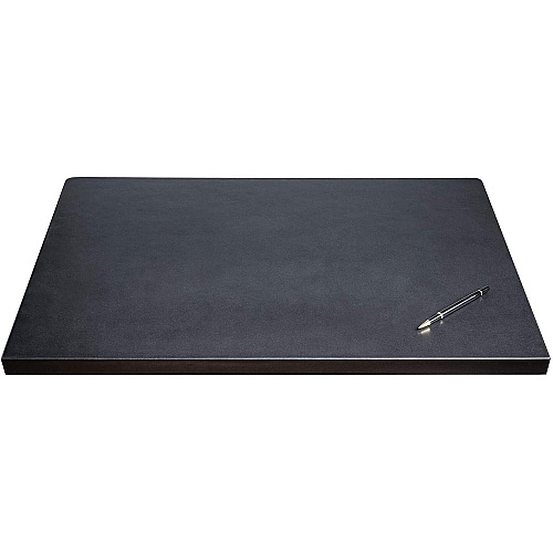 Dacasso Leather Fixation Lip Desk Mat Rectangular - 30" Width - Top Grain Leather, Velveteen - Black - 1 Each (P1039)