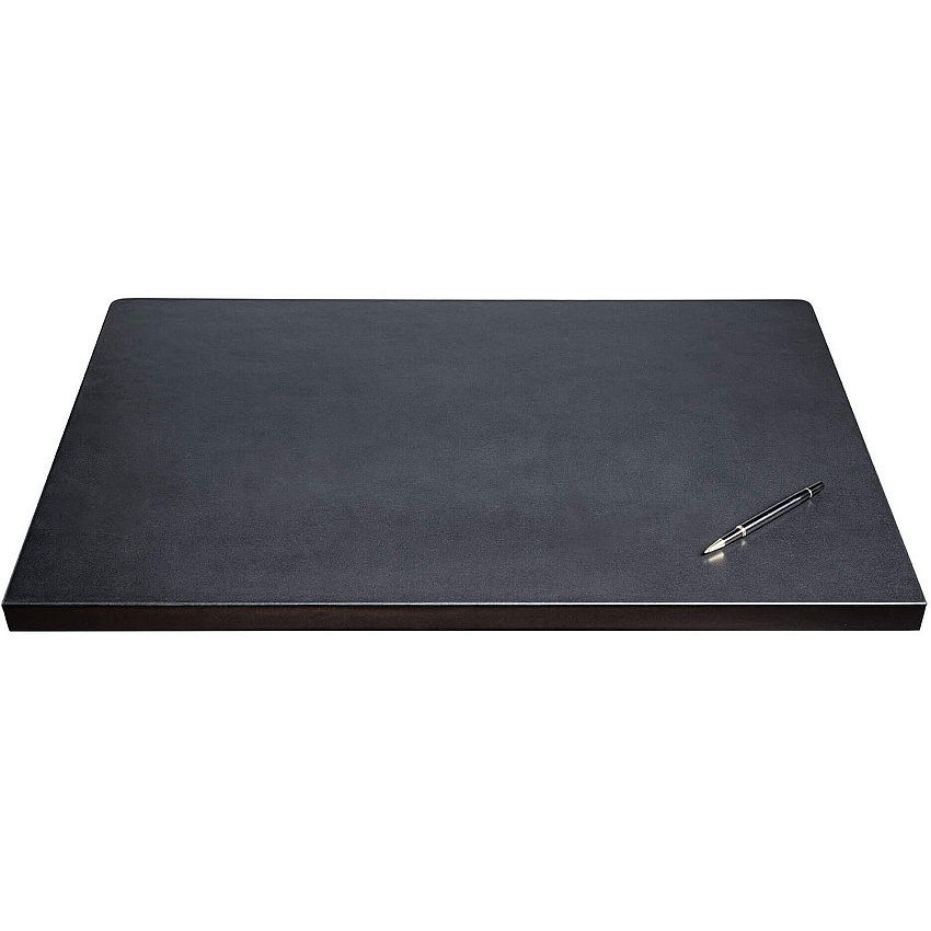 Dacasso Leather Fixation Lip Desk Mat Rectangular - 30" Width - Top Grain Leather, Velveteen - Black - 1 Each (P1039)