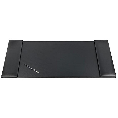 Dacasso Leather Folding Side Rails Desk Mat Rectangular - 34" Width - Top Grain Leather, Velveteen, Leatherette - Black - 1 Each (P1041)