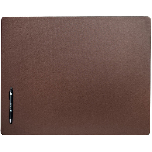 Dacasso Leatherette Desk Mat Rectangular - 24" Width - Leatherette, Velveteen - Chocolate Brown - 1 Each (P3427)