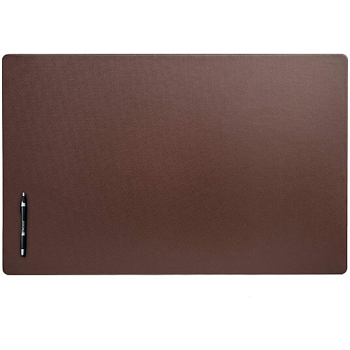 Dacasso Leatherette Desk Mat Rectangular - 34" Width - Leatherette, Velveteen - Chocolate Brown - 1 Each (P3433)