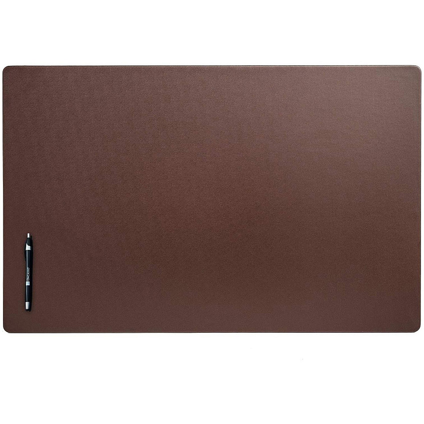 Dacasso Leatherette Desk Mat Rectangular - 34" Width - Leatherette, Velveteen - Chocolate Brown - 1 Each (P3433)