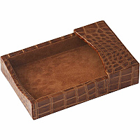Protacini Cognac Brown Italian Patent Leather 4" x 6" Memo Holder 4" Height x 6" Width - Italian Leather, Suede - Cognac Brown - 1 Each (A6109)