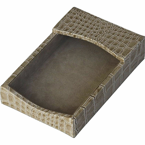 Protacini Breeze Beige Italian Patent Leather 4" x 6" Memo Holder 4" Height x 6" Width - Italian Leather, Suede - Breeze Beige - 1 Each (A6309)