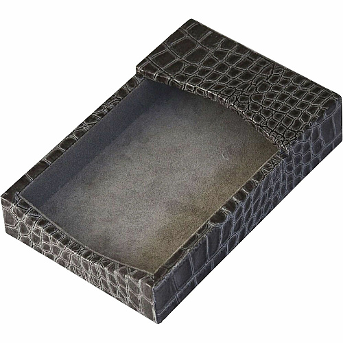 Protacini Castlerock Gray Italian Patent Leather 4" x 6" Memo Holder 4" Height x 6" Width - Italian Leather, Suede - Castlerock Gray - 1 Each (A6209)